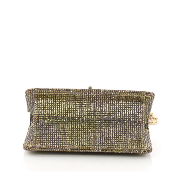 Chanel Mademoiselle Lock Crossbody Bag Quilted Glitter Fabric Mini - Picture 4 of 6